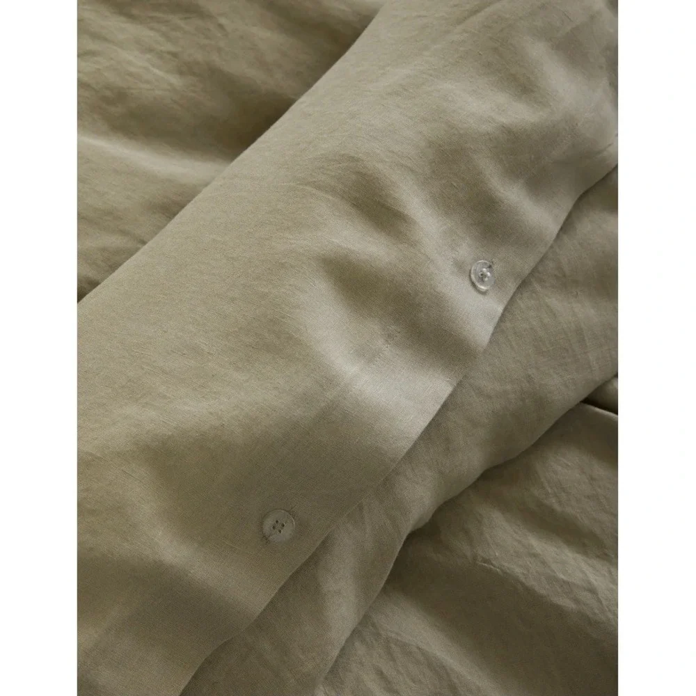 Quince Full/Queen European Linen Duvet Cover in Aloe $164 MSRP